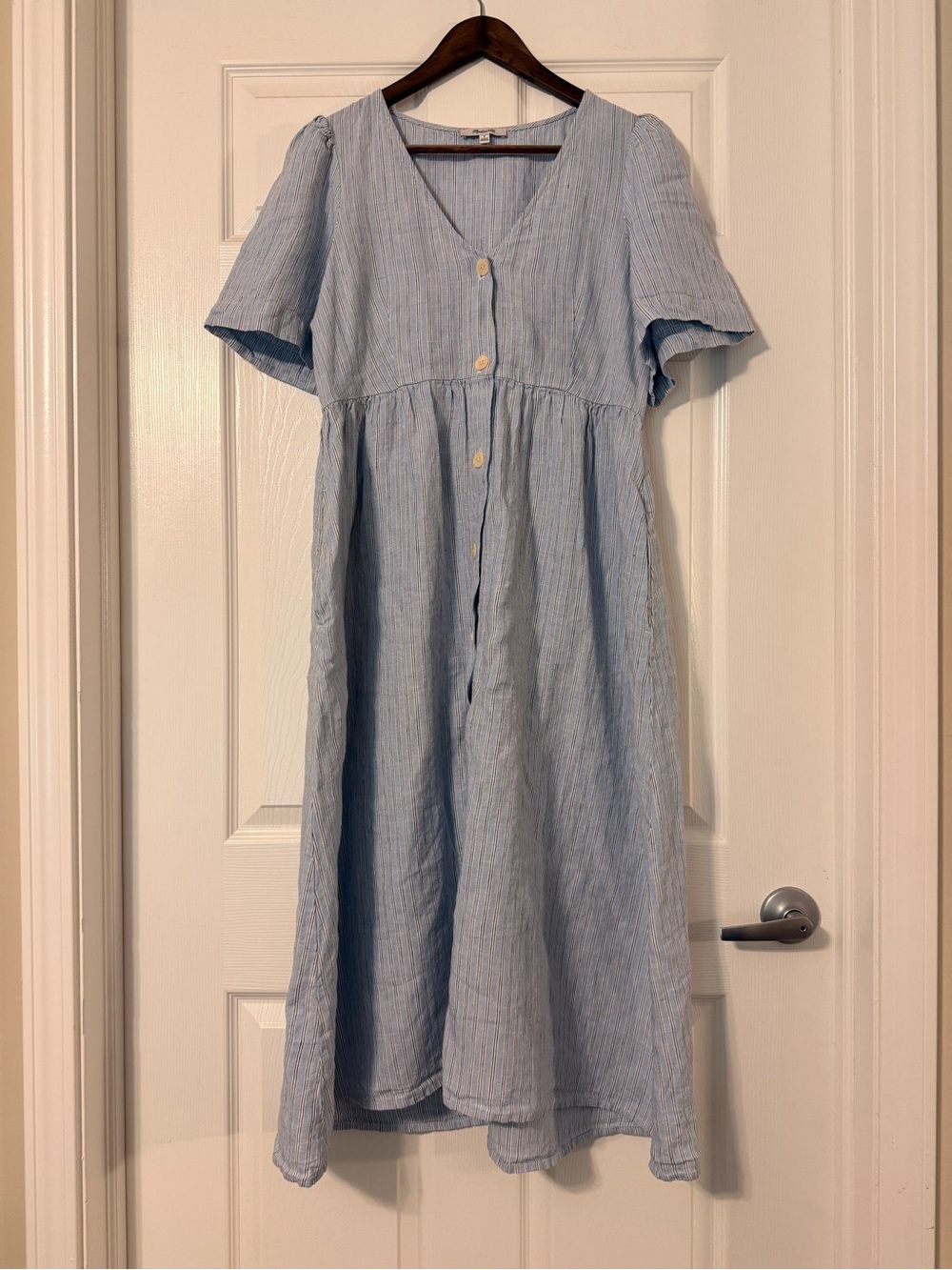 Madewell Cassie Button Front Linen Midi Dress